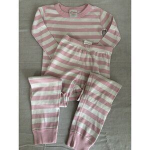 HANNA ANDERSSON 100% ORGANIC  2PC LONG JOHNS PAJAMAS 4T Pink White Stripes